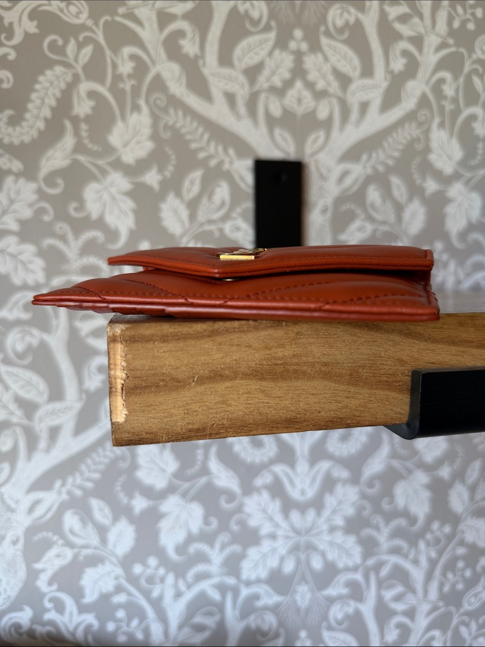 Saint Laurent Nappa Leather Flap Card Holder NWOT Burnt Orange Beautiful Neutral - Picture 6 of 14